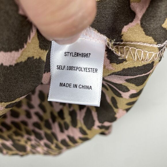 Jodifl Womens Blouse M Leopard Print Long Bubble Sleeve Relaxed Fit Work Career - Picture 7 of 9